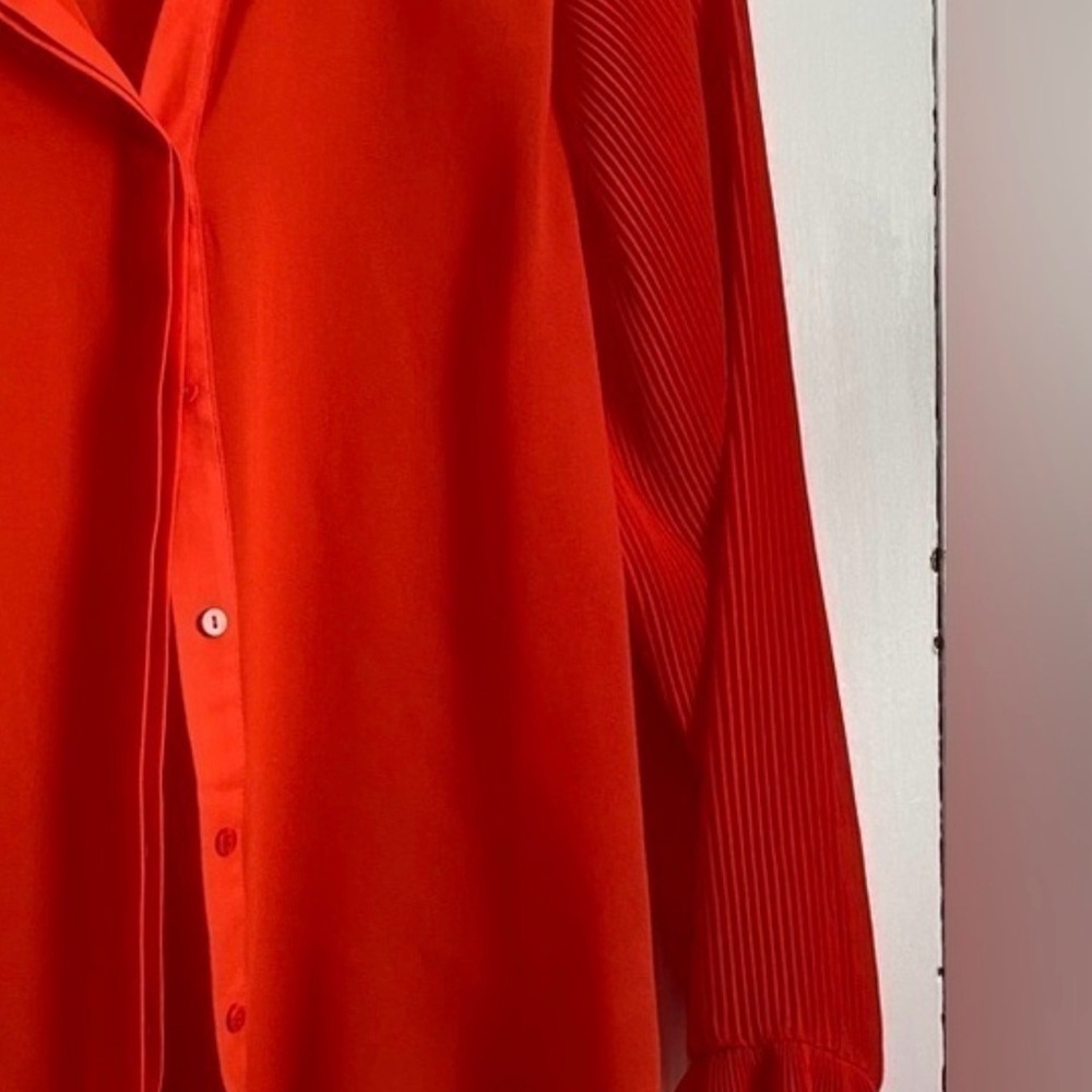 Zara Romantic Pleated Sleeved Coral Top, With Camisole - Picture 7 of 8